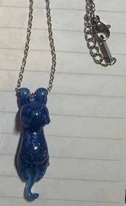 Blue kitty necklace