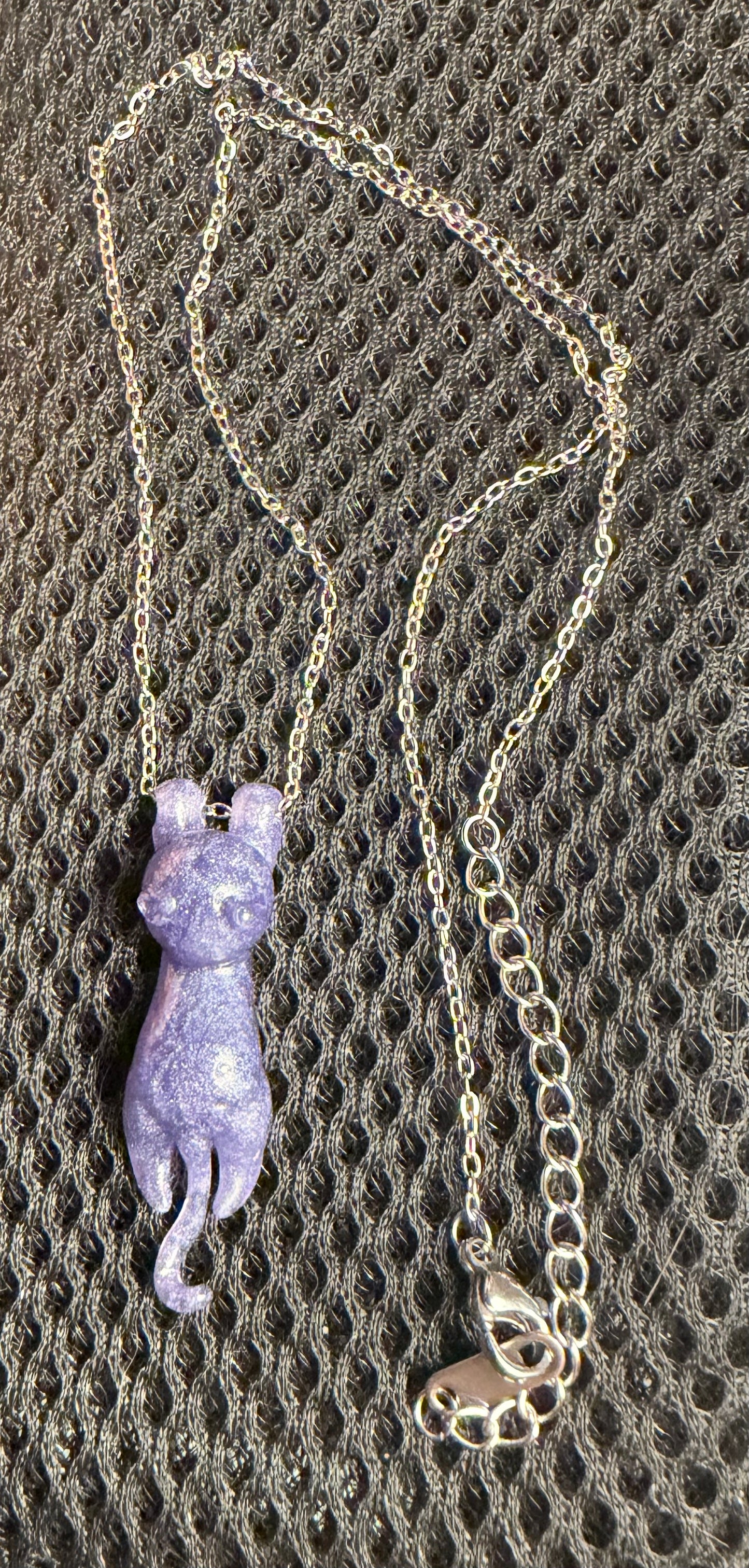 Mini light blue cat necklace