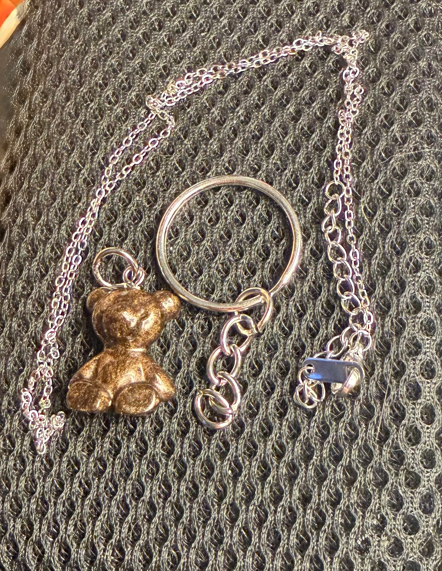 Brown mini bear - with chain and keychain