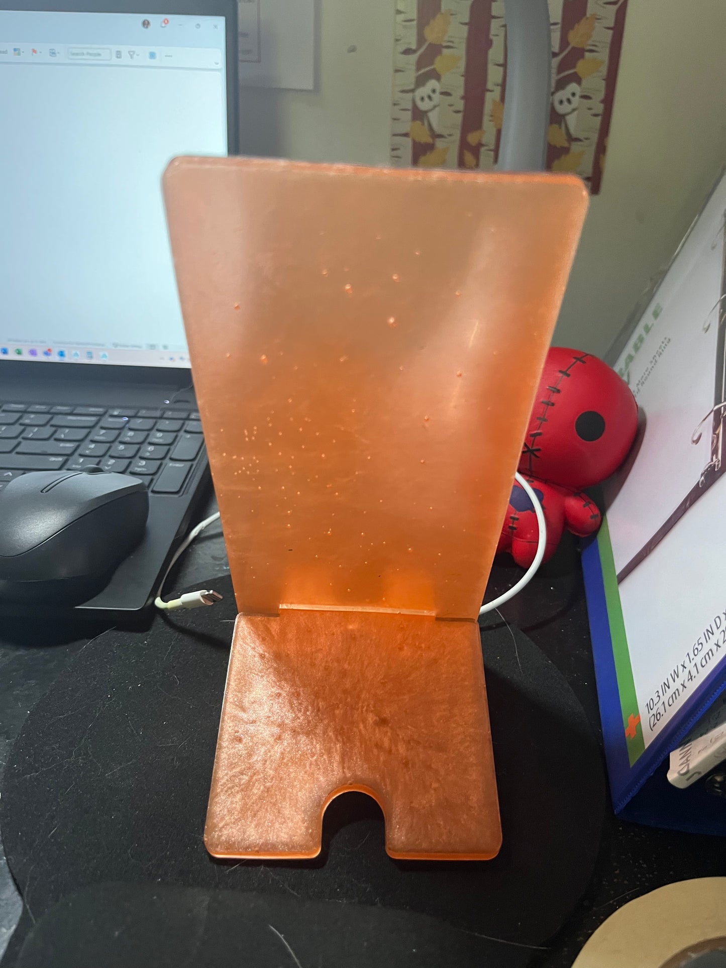 Orange desk cell phone holder