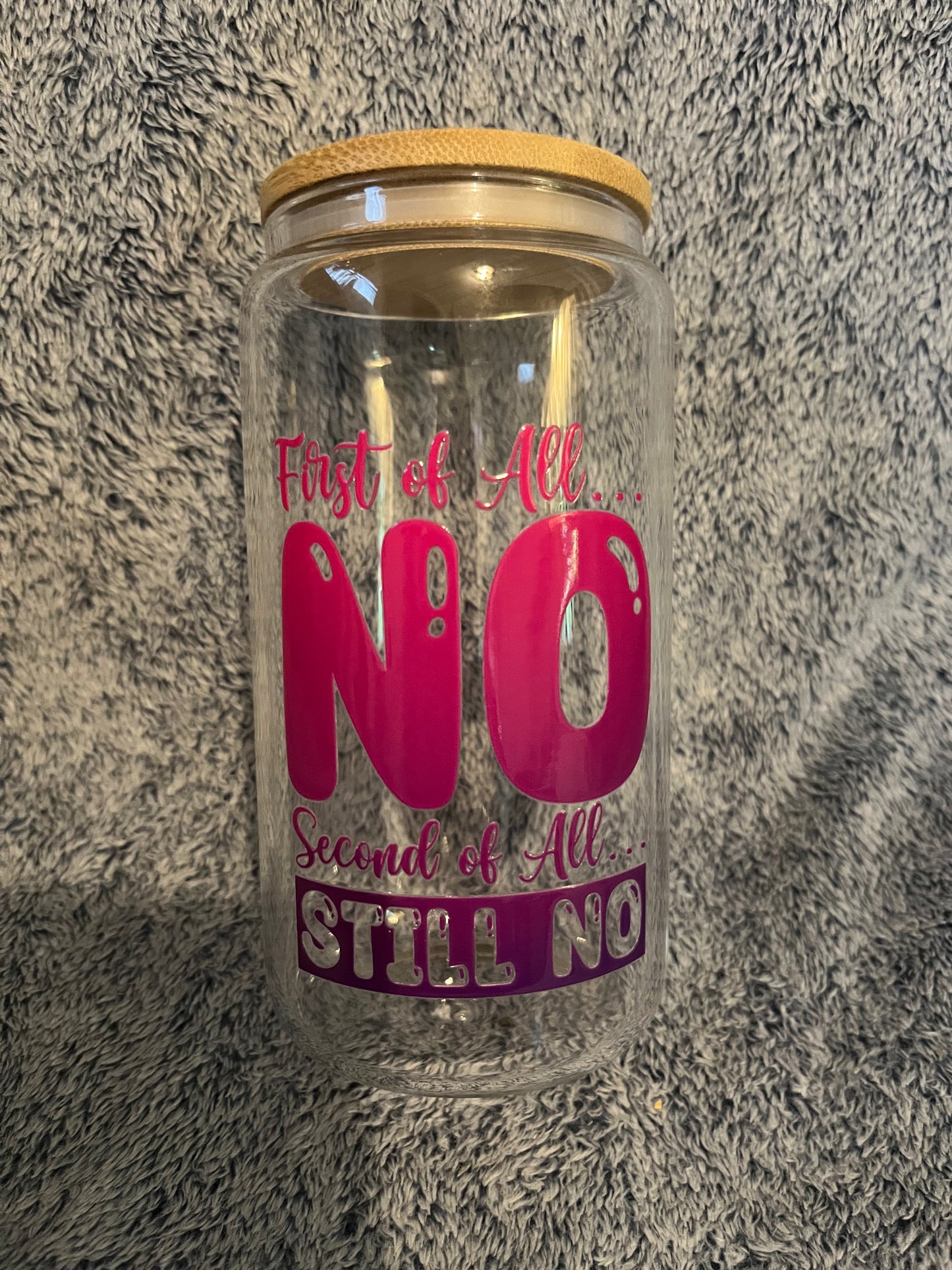 First no, and still no drinking glasses