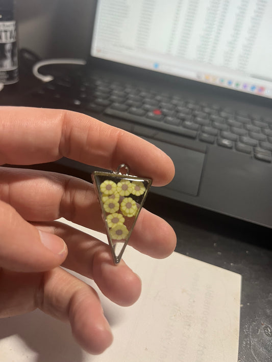 Clay sunflowers in pendant