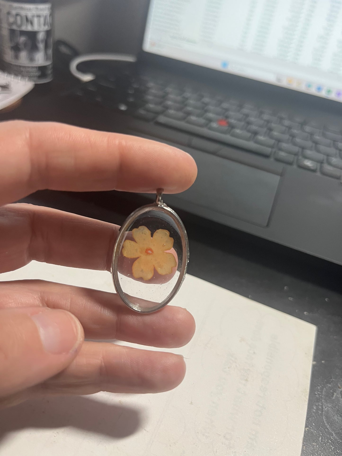 Orange flower pendant