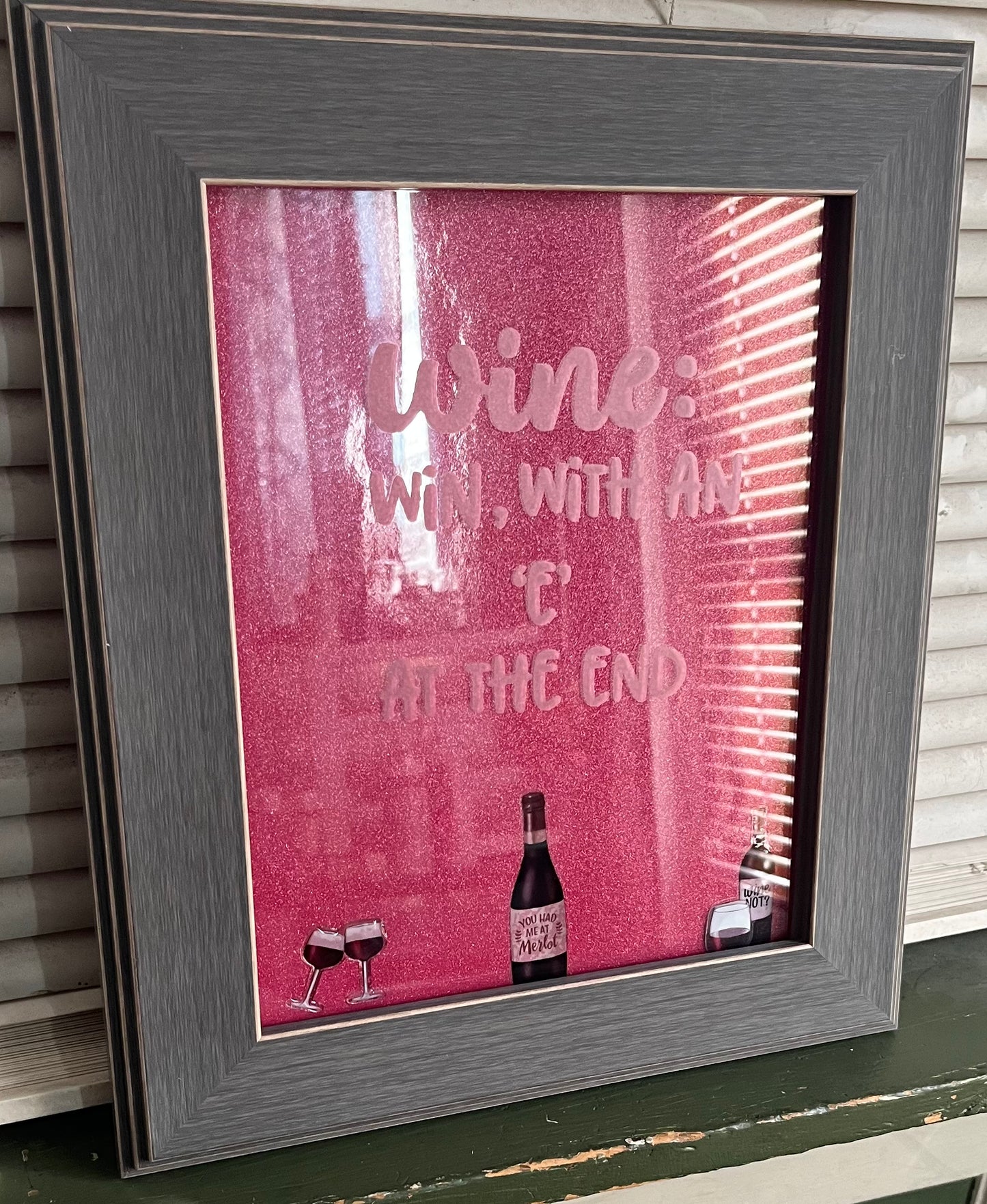 Etched glass frame