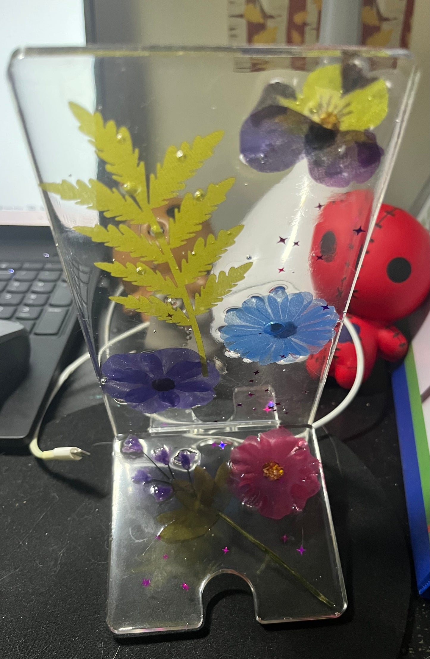 Clear flower cell phone holder