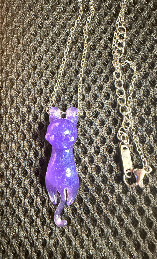 Mini purple cat necklace