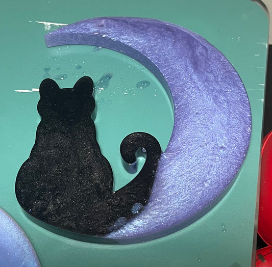 Black cat on a purple moon