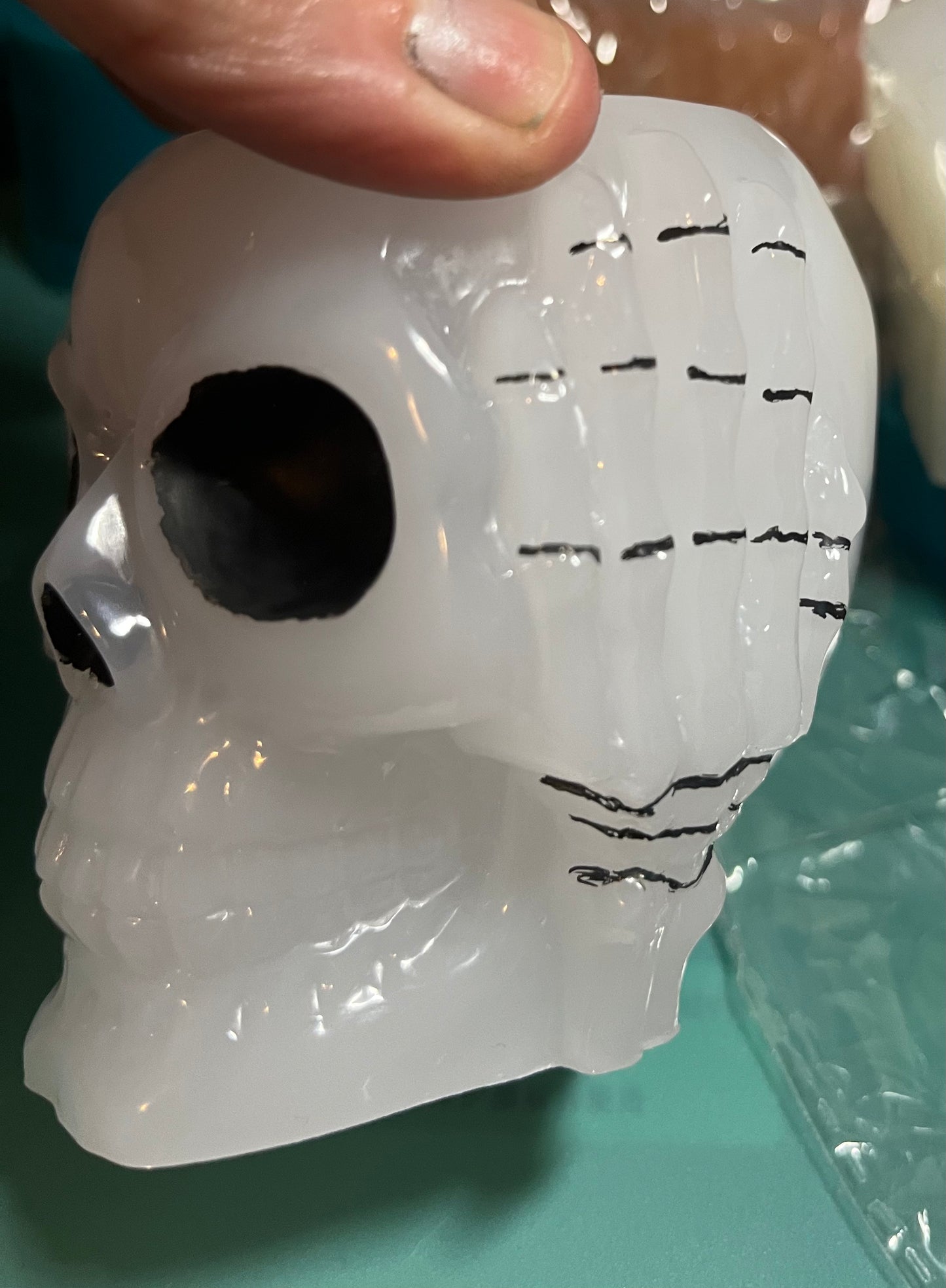 Speak no evil, hear no evil, see no evil skeleton head planters