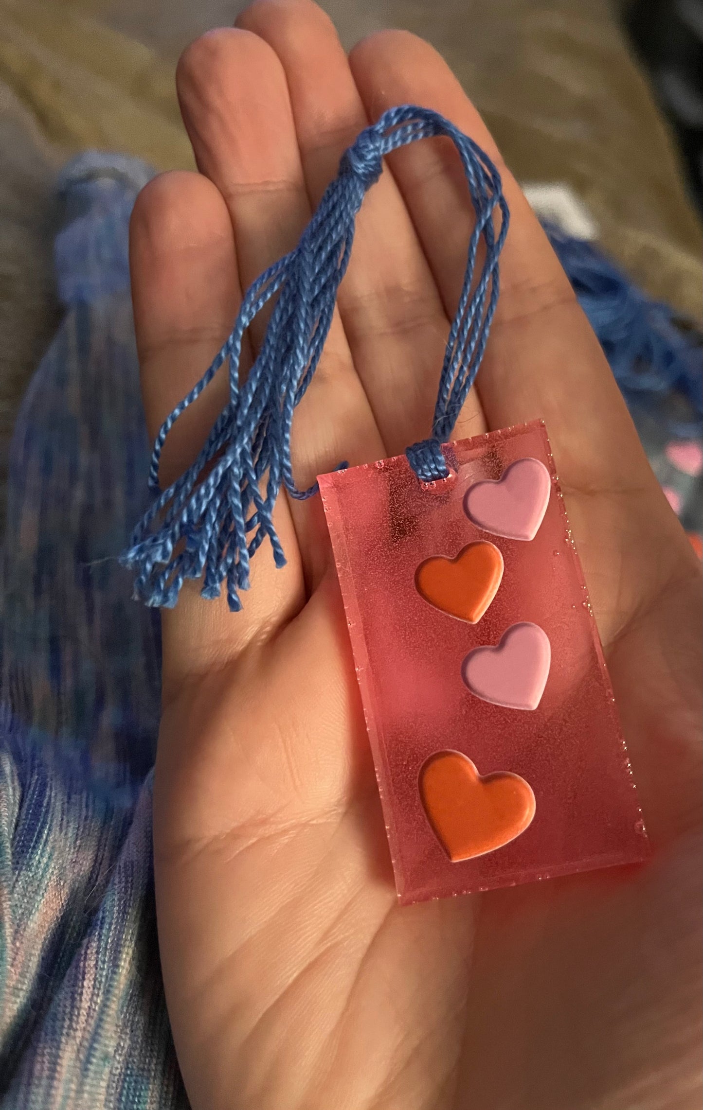 Bookmark -Pink with hearts