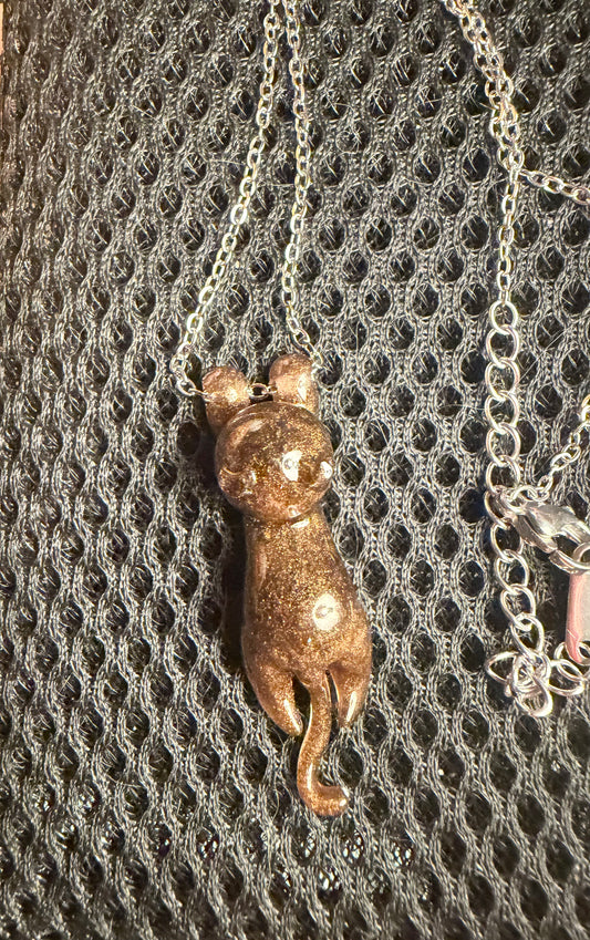 Mini brown cat necklace