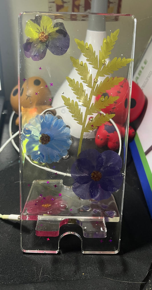 Clear flower cell phone holder