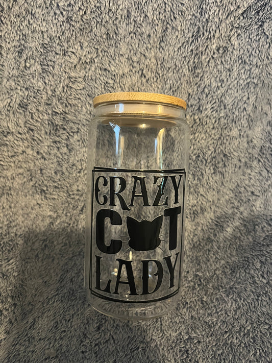 Crazy Cat Lady drinking glass