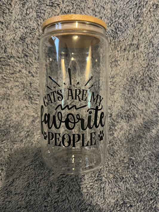 Cats are my favorite people drinking glass