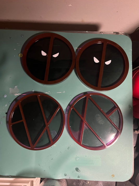 Red and black coasters - set of 4