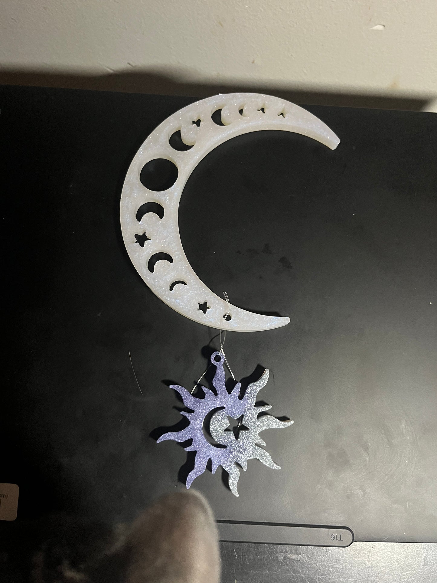 Moon with sun, moon and star