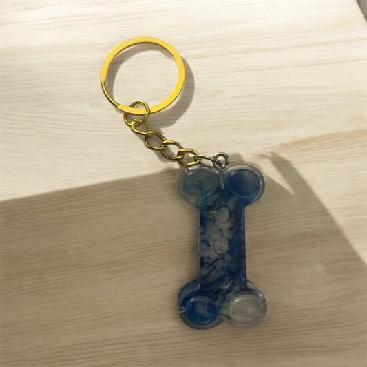 Dog bone Keychain - Blue swirl