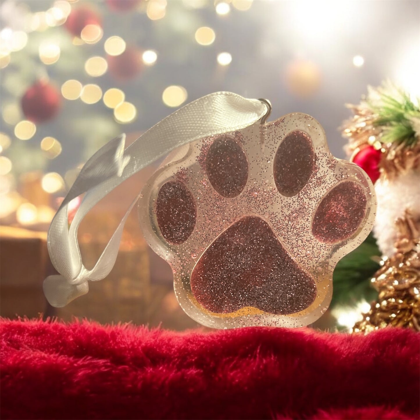 Paw print ornament - gold glitter