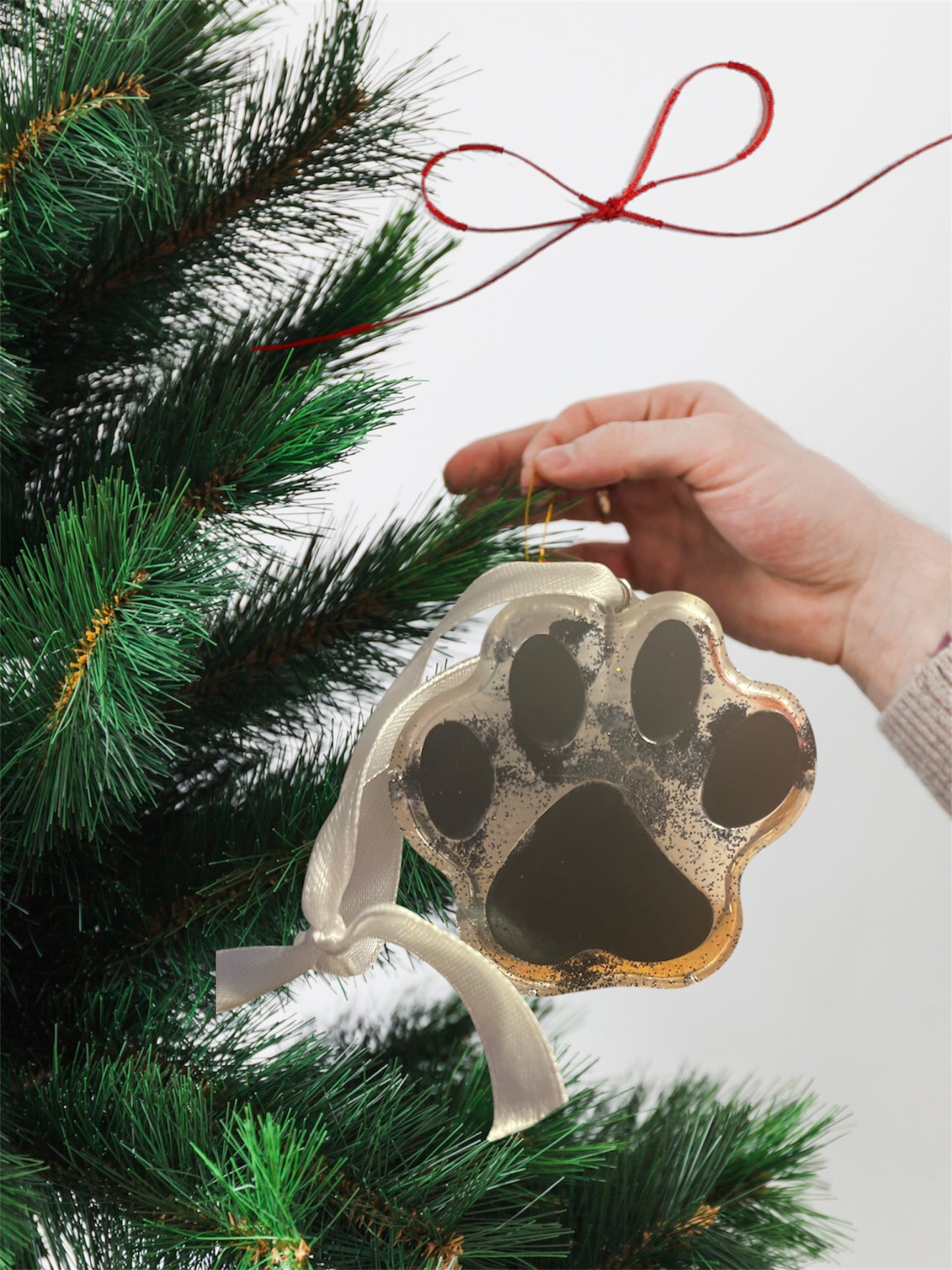 Paw print ornament - black glitter