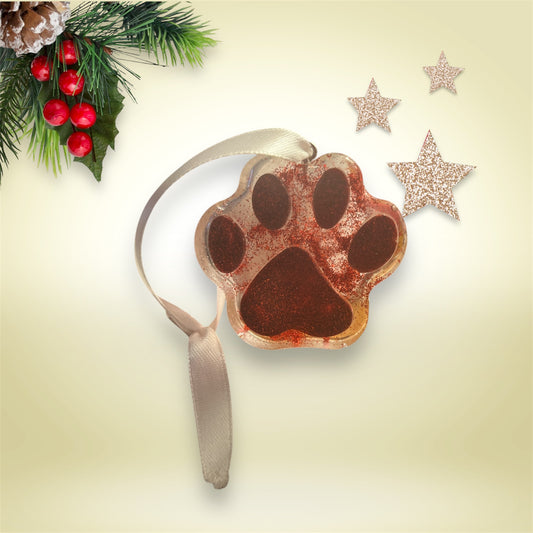 Paw print ornament - red glitter