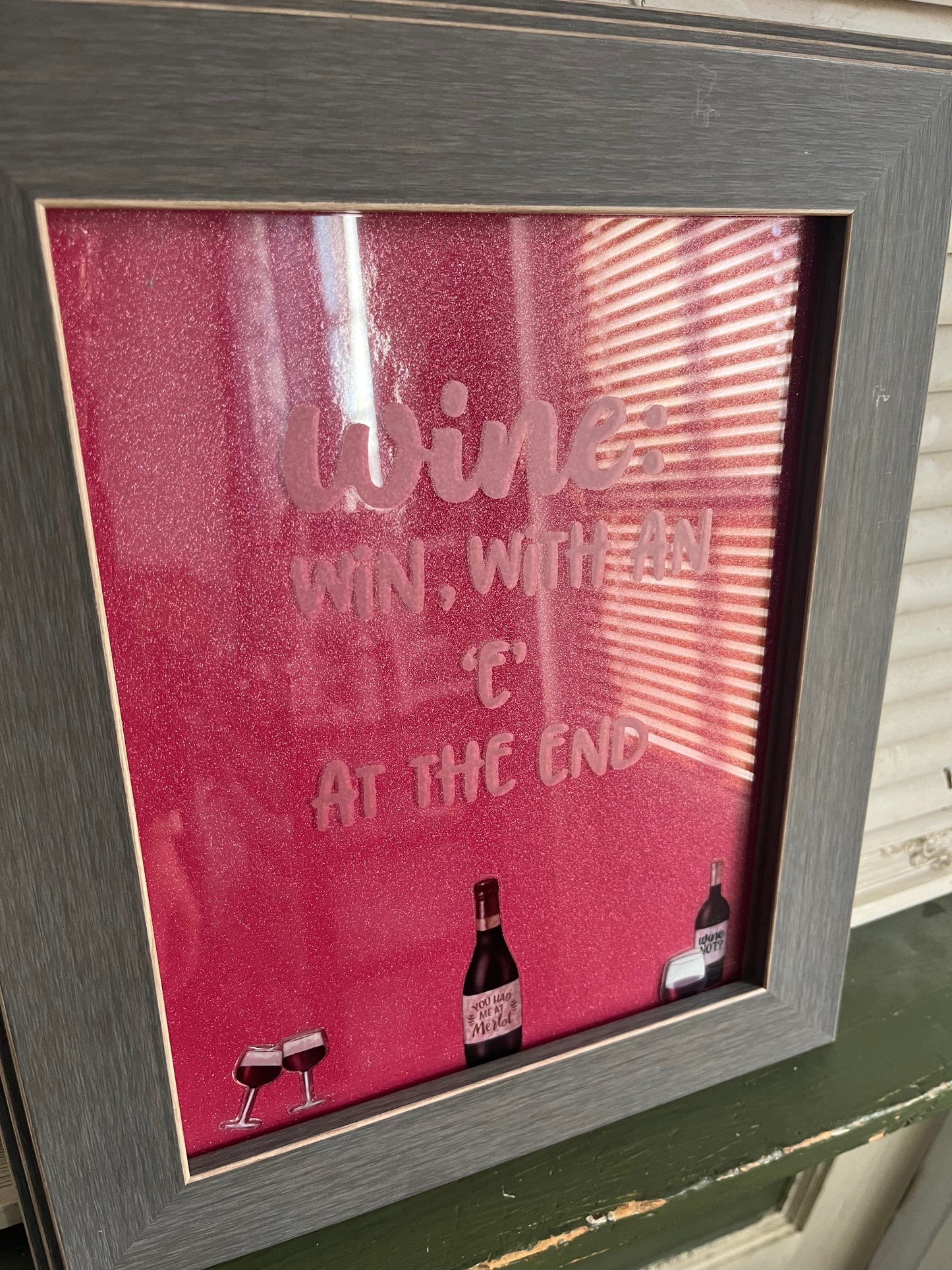 Etched glass frame