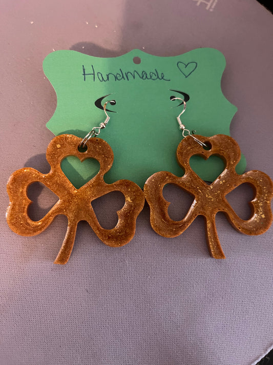 “Gold” shamrock earrings