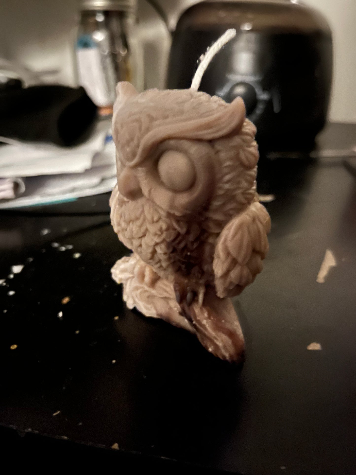 Owl on a branch candle